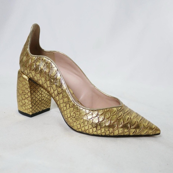James Chan snakeskin metallic leather pumps - Picture 1 of 6